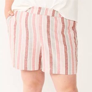 SONOMA Easy Pull On Shorts Mauve Multi Stripe Mid Rise 3X NWT